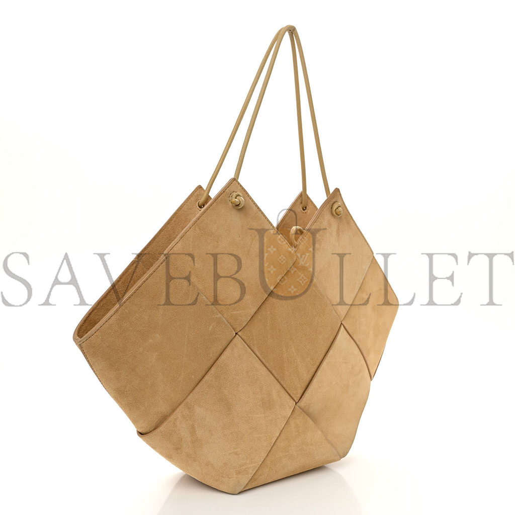 BOTTEGA VENETA SUEDE MAXI INTRECCIATO TOTE CANE SUGAR TAPIOCA 1428173 (32*17*9cm)