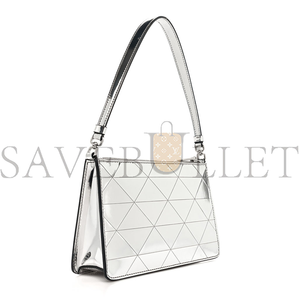 PRADA METALLIC BRUSHED CALFSKIN MINI TRIANGLE BAG SILVER (20*12*4cm)