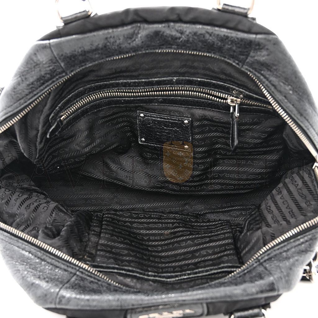 PRADA NYLON QUILTED 24H SATCHEL BLACK (34*23*16cm)