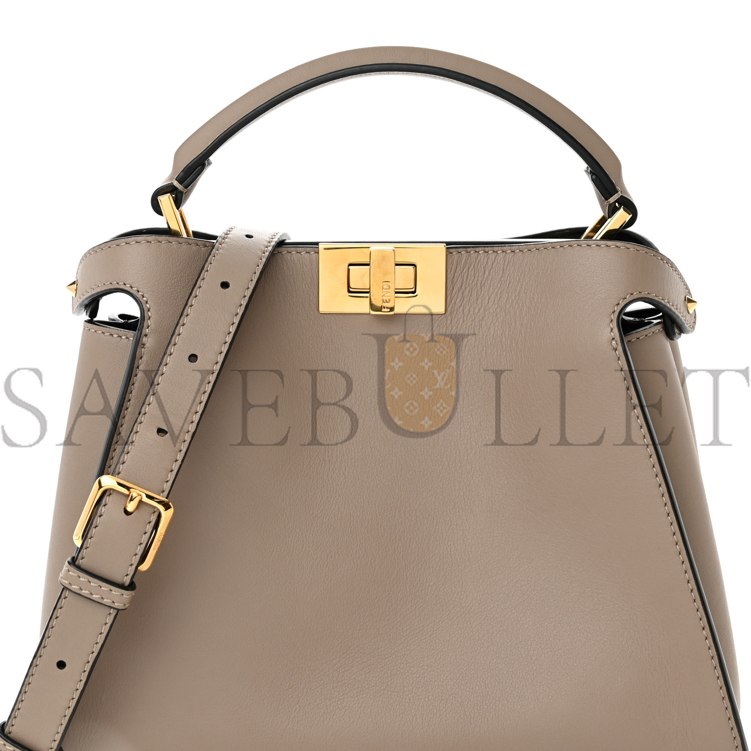 FENDI VITELLO TAHITI BURRO MEDIUM PEEKABOO ICONIC ESSENTIALLY SATCHEL TORTORA BLACK (27*21*12cm)