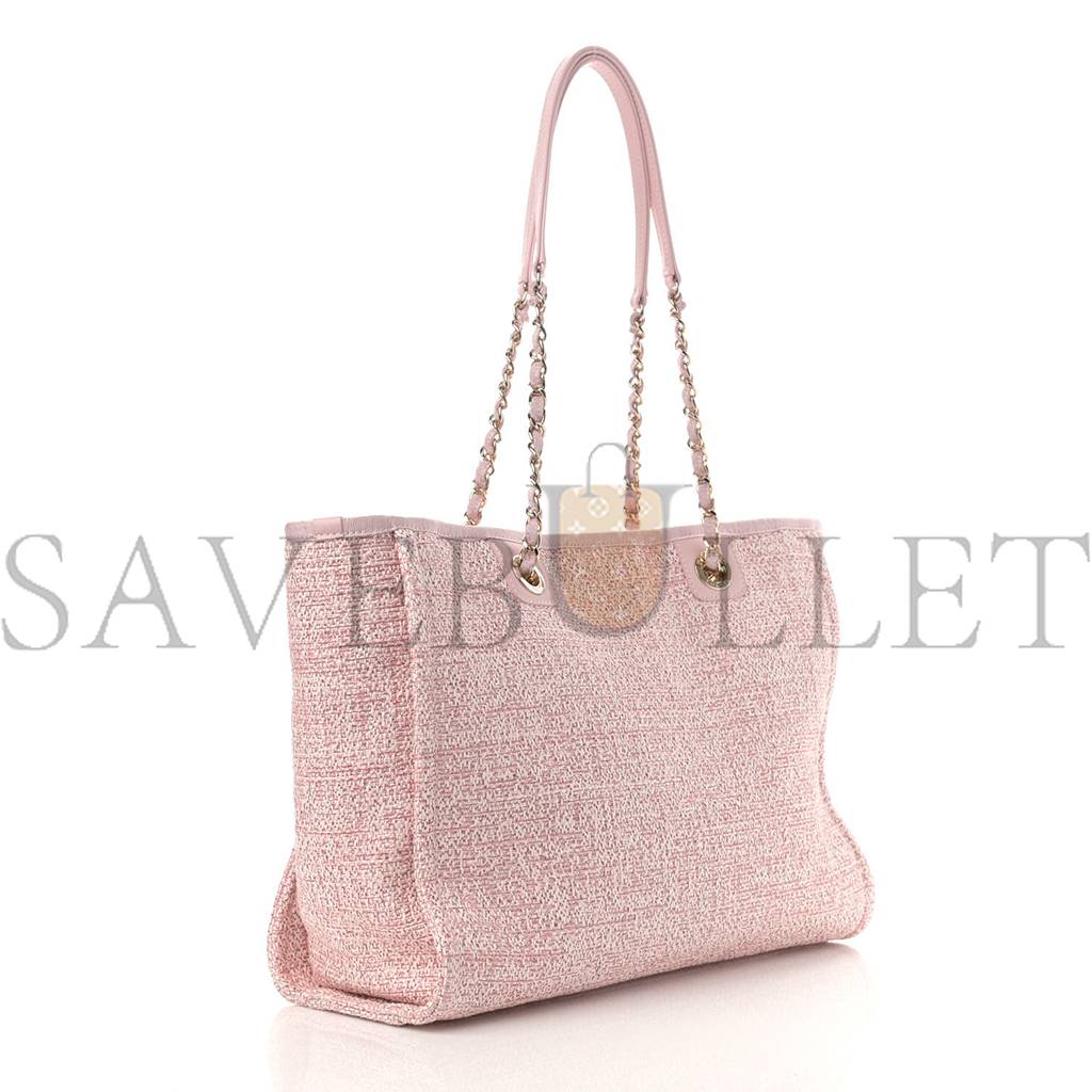 CHANEL LUREX BOUCLE SMALL DEAUVILLE TOTE PINK (34*26*13cm)