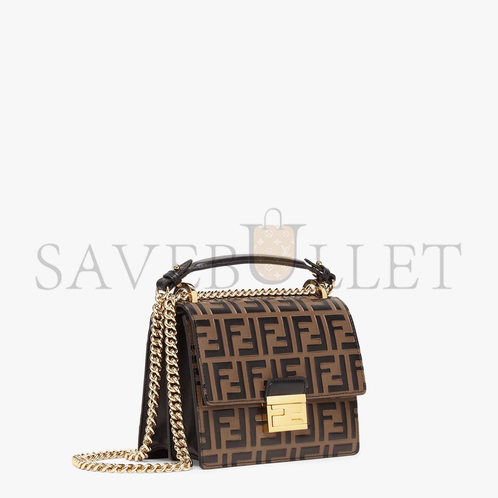 FENDI KAN U SMALL - BROWN LEATHER MINI-BAG 8M0417A659F13VK (19*13*9cm)