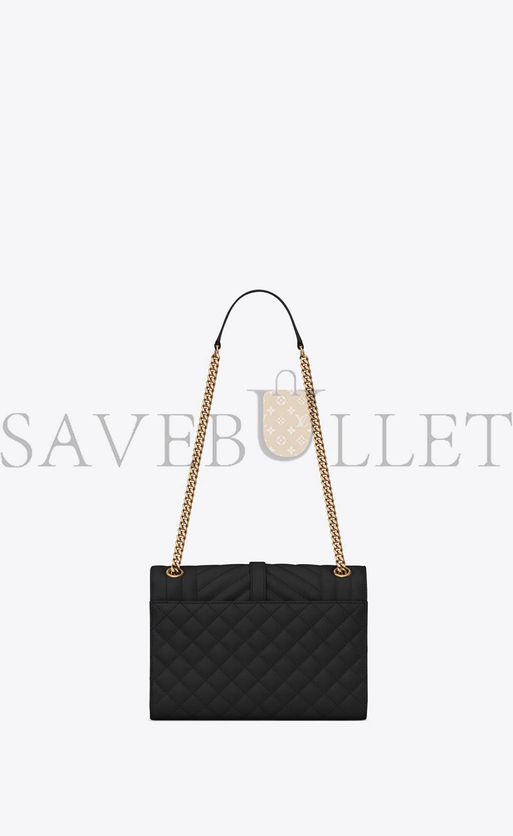 YSL ENVELOPE MEDIUM CHAIN BAG IN MIX MATELASS&EACUTE; GRAIN DE POUDRE EMBOSSED LEATHER 600185BOW911000 (24*17.5*6cm)