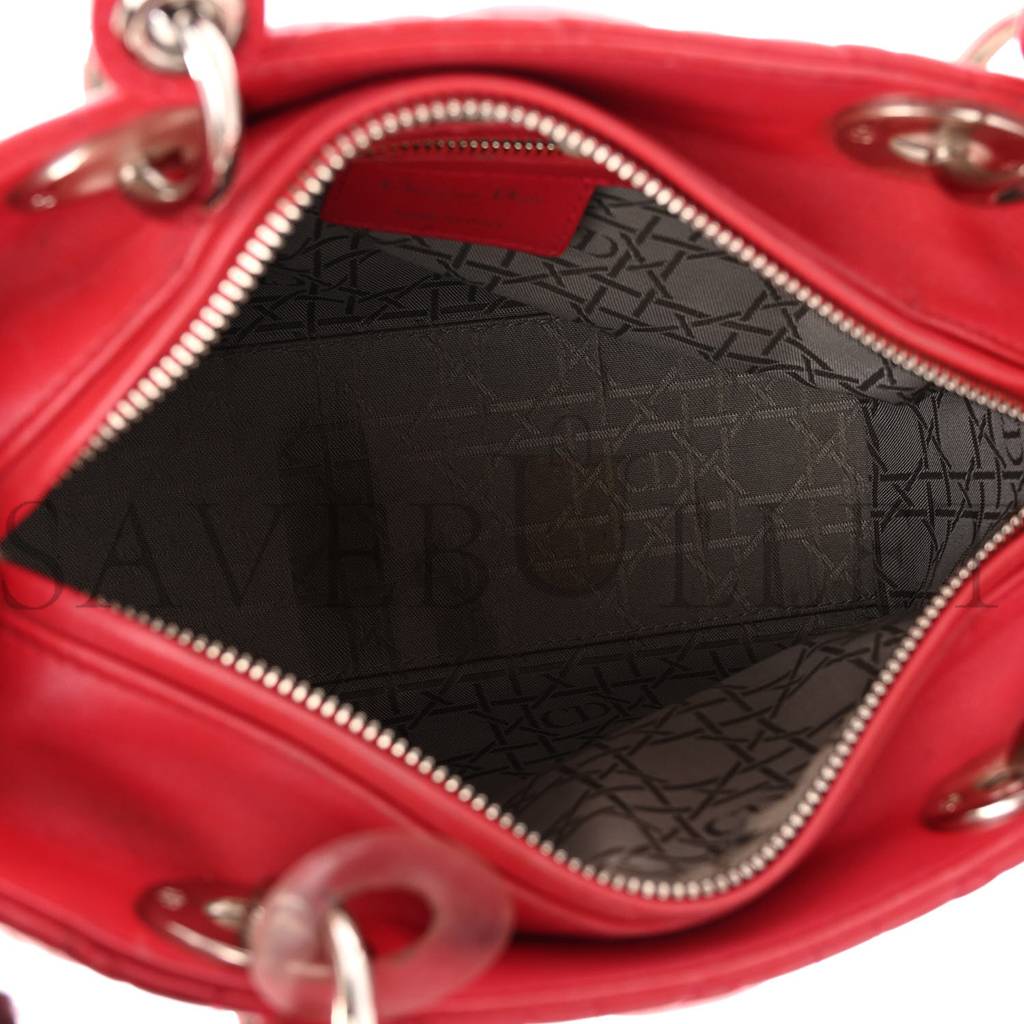 DIOR LAMBSKIN CANNAGE MEDIUM LADY DIOR RED (23*20*12.1cm)