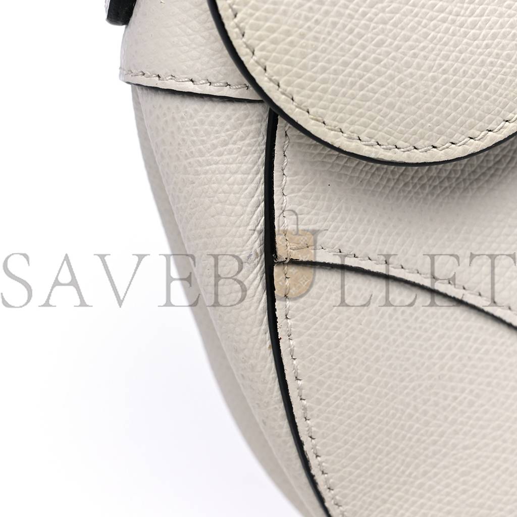 DIOR GRAINED CALFSKIN SADDLE BAG WHITE (25*22*5.1cm)