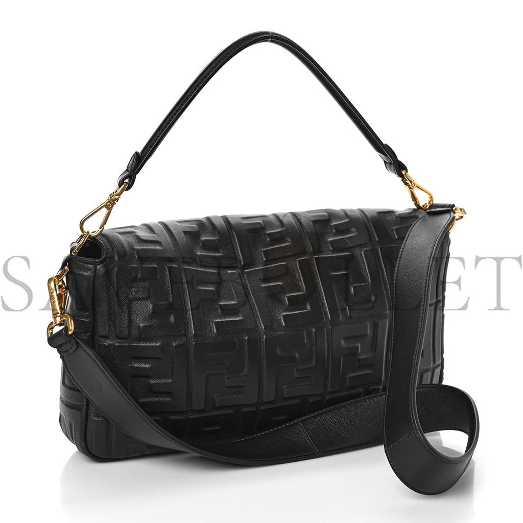 FENDI NAPPA FF 1974 EMBOSSED LARGE BAGUETTE BLACK (31*20*5cm)